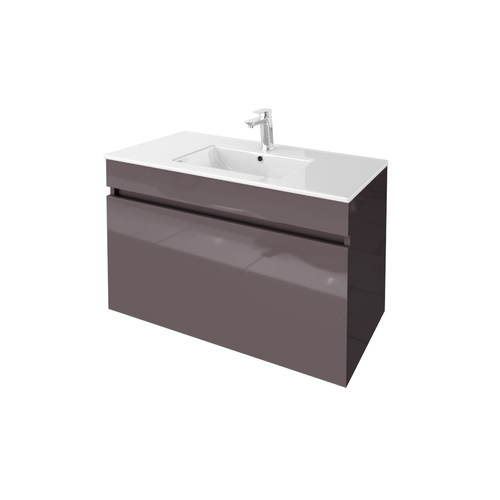 Mueble de baño Elisa High Gloss Ash con cubierta de lavamanos 90cm Neubad