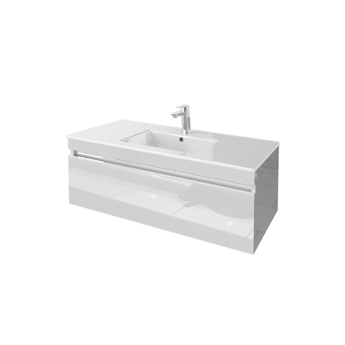Mueble de baño Brio High Gloss White con cubierta de lavamanos 100cm Neubad