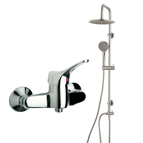 Cuerpo de Receptaculo y Set de Ducha Doble con Barra Paini RS