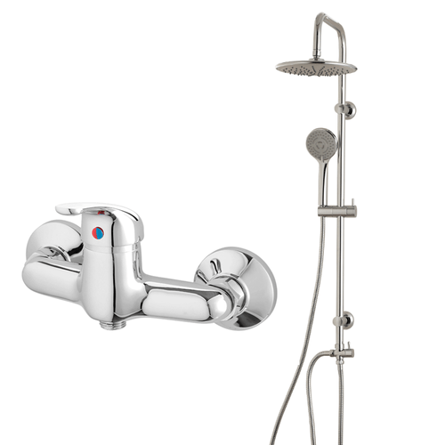 Cuerpo de Receptaculo Parigi y Set de Ducha Doble con Barra Paini RS