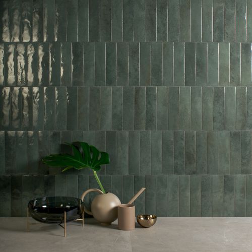 Porcelanato Miniature Soda Verde Malva Glossy 6x24 cm