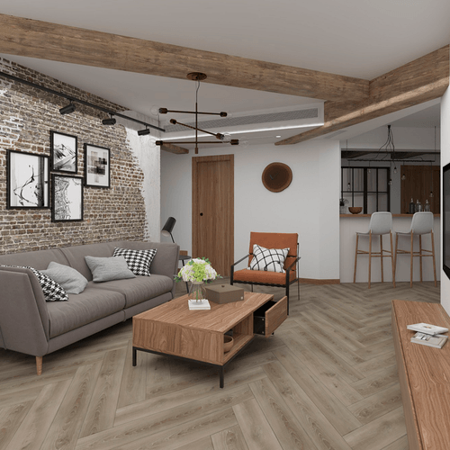 Piso Vinílico SPC Chevron Urban Lado B 625x125x6,5 mm