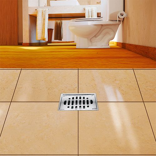 Coladera Vertical Corta con Rejilla Cuadrada Inox Helvex