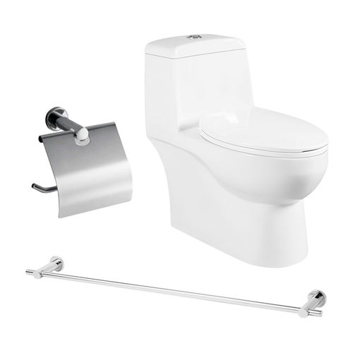WC One Pice a Piso con Portarrollos y Toallero Barra