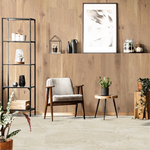 Porcelanato Unique Travertine Cream Minimal Nat. de 90x180 cm RT