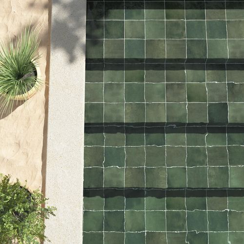 Porcelanato Spa&Pools Moss Green brillo de 15x15 cm