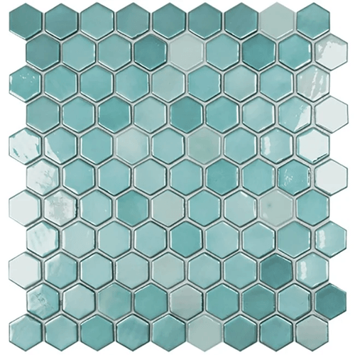 Mosaico Vidrepur Lux Turquoise  Hex BR 31,7x30x7 cm