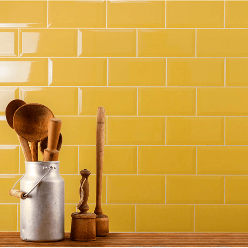 Cerámica Arquitectura Unicolor Amarillo Yema BX 10x20 cm
